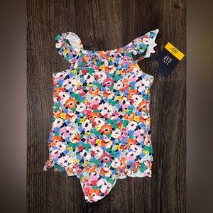 Toddler Floral Ruffle One-Piece Swimsuit. NWT